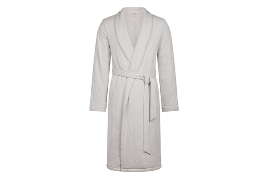 Women's Brushed Cotton Dressing Gown – Ash Grey Herringbone – British Boxers